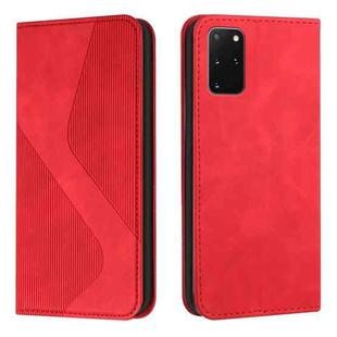 For Samsung Galaxy S20+ Skin Feel Magnetic S-type Solid Color Horizontal Flip Leather Case with Holder & Card Slot & Wallet(Red)
