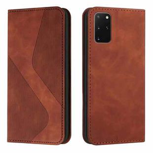 For Samsung Galaxy S20+ Skin Feel Magnetic S-type Solid Color Horizontal Flip Leather Case with Holder & Card Slot & Wallet(Brown)