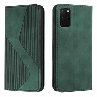 For Samsung Galaxy S20+ Skin Feel Magnetic S-type Solid Color Horizontal Flip Leather Case with Holder & Card Slot & Wallet(Green)