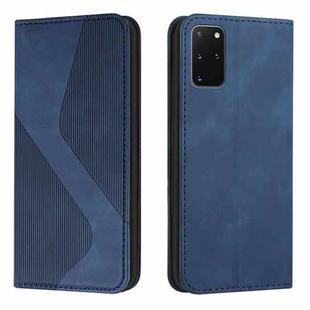 For Samsung Galaxy S20+ Skin Feel Magnetic S-type Solid Color Horizontal Flip Leather Case with Holder & Card Slot & Wallet(Blue)