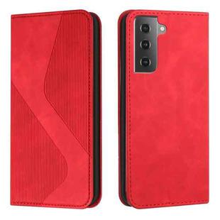 For Samsung Galaxy S21 5G Skin Feel Magnetic S-type Solid Color Horizontal Flip Leather Case with Holder & Card Slot & Wallet(Red)