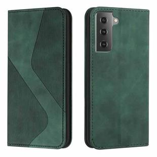 For Samsung Galaxy S21 5G Skin Feel Magnetic S-type Solid Color Horizontal Flip Leather Case with Holder & Card Slot & Wallet(Green)