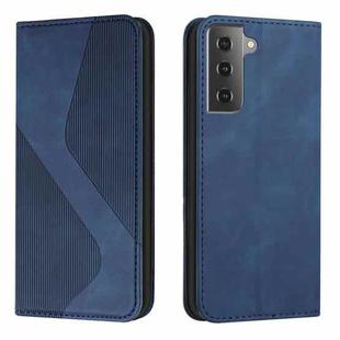 For Samsung Galaxy S21 5G Skin Feel Magnetic S-type Solid Color Horizontal Flip Leather Case with Holder & Card Slot & Wallet(Blue)