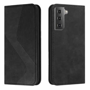For Samsung Galaxy S21 5G Skin Feel Magnetic S-type Solid Color Horizontal Flip Leather Case with Holder & Card Slot & Wallet(Black)
