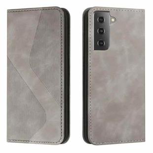 For Samsung Galaxy S21 FE 5G Skin Feel Magnetic S-type Solid Color Horizontal Flip Leather Case with Holder & Card Slot & Wallet(Grey)