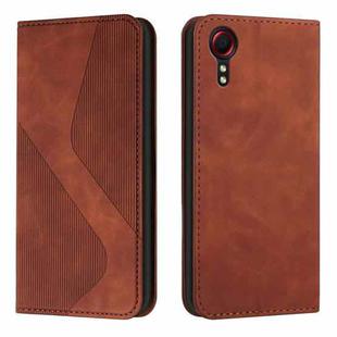 For Samsung Galaxy Xcover 5 Skin Feel Magnetic S-type Solid Color Horizontal Flip Leather Case with Holder & Card Slot & Wallet(Brown)
