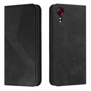 For Samsung Galaxy Xcover 5 Skin Feel Magnetic S-type Solid Color Horizontal Flip Leather Case with Holder & Card Slot & Wallet(Black)