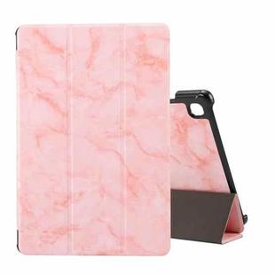 For Samsung Galaxy Tab A7 Lite T220/T225 Marble Texture Pattern Horizontal Flip Leather Case, with Three-folding Holder & Sleep / Wake-up(Pink)