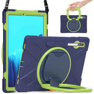 For Samsung Galaxy Tab S8+ / Tab S8 Plus /  Tab S7 FE / Tab S7+ T970/T975 Silicone + PC Protective Case with Holder & Shoulder Strap(NavyBlue+Lime)