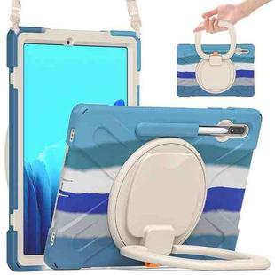 For Samsung Galaxy Tab S8+ / Tab S8 Plus /  Tab S7 FE / Tab S7+ T970/T975 Silicone + PC Protective Case with Holder & Shoulder Strap(Colorful Blue)
