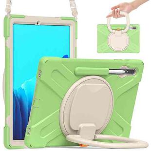 For Samsung Galaxy Tab S8+ / Tab S8 Plus /  Tab S7 FE / Tab S7+ T970/T975 Silicone + PC Protective Case with Holder & Shoulder Strap(Matcha Green)