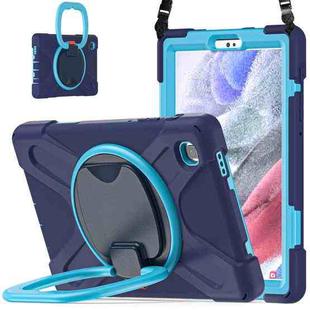 For Samsung Galaxy Tab A7 Lite T220 / T225 Silicone + PC Protective Case with Holder & Shoulder Strap(Navy Blue + Blue)