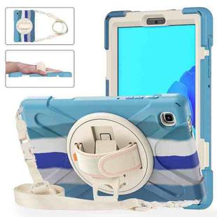 For Samsung Galaxy Tab A7 Lite T220 / T225 Silicone + PC Protective Case with Holder & Shoulder Strap(Colorful Blue)