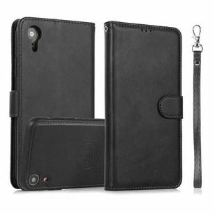 For iPhone XR Calf Texture 2 in 1 Detachable Magnetic Back Cover Horizontal Flip Leather Case with Holder & Card Slots & Wallet & Photo Frame(Black)