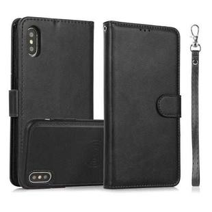 For iPhone XS Max Calf Texture 2 in 1 Detachable Magnetic Back Cover Horizontal Flip Leather Case with Holder & Card Slots & Wallet & Photo Frame(Black)