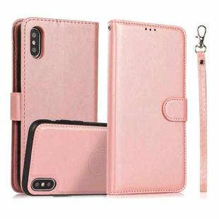 For iPhone XS Max Calf Texture 2 in 1 Detachable Magnetic Back Cover Horizontal Flip Leather Case with Holder & Card Slots & Wallet & Photo Frame(Rose Gold)