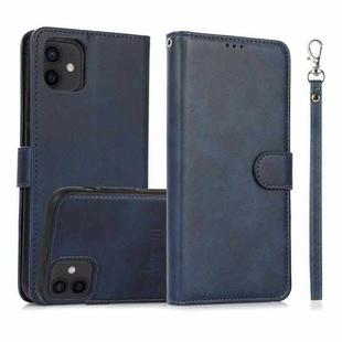 For iPhone 11 Calf Texture 2 in 1 Detachable Magnetic Back Cover Horizontal Flip Leather Case with Holder & Card Slots & Wallet & Photo Frame (Blue)