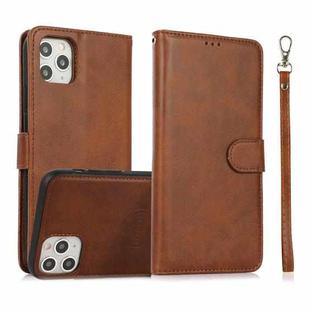For iPhone 11 Pro Calf Texture 2 in 1 Detachable Magnetic Back Cover Horizontal Flip Leather Case with Holder & Card Slots & Wallet & Photo Frame (Brown)