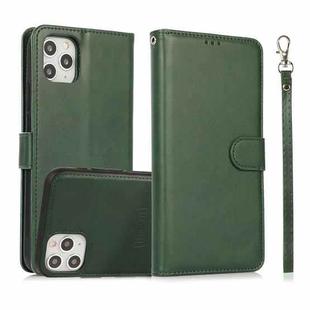 For iPhone 11 Pro Max Calf Texture 2 in 1 Detachable Magnetic Back Cover Horizontal Flip Leather Case with Holder & Card Slots & Wallet & Photo Frame  (Green)