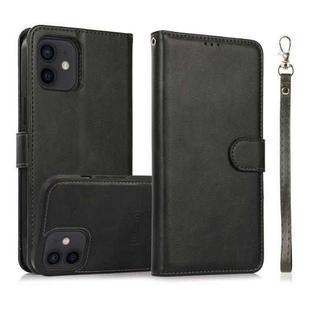 For iPhone 12 mini Calf Texture 2 in 1 Detachable Magnetic Back Cover Horizontal Flip Leather Case with Holder & Card Slots & Wallet & Photo Frame (Black)