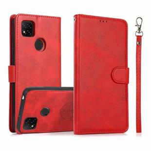 For Xiaomi Redmi 9C Calf Texture 2 in 1 Detachable Magnetic Back Cover Horizontal Flip Leather Case with Holder & Card Slots & Wallet & Photo Frame(Red)