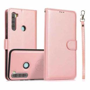 For Xiaomi Redmi Note 8 Calf Texture 2 in 1 Detachable Magnetic Back Cover Horizontal Flip Leather Case with Holder & Card Slots & Wallet & Photo Frame(Rose Gold)