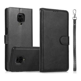 For Xiaomi Redmi Note 9s Calf Texture 2 in 1 Detachable Magnetic Back Cover Horizontal Flip Leather Case with Holder & Card Slots & Wallet & Photo Frame(Black)