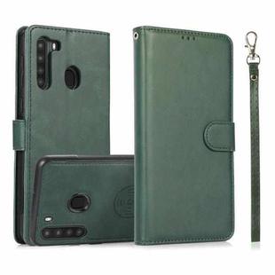 For Samsung Galaxy A21 Calf Texture 2 in 1 Detachable Magnetic Back Cover Horizontal Flip Leather Case with Holder & Card Slots & Wallet & Photo Frame(Green)