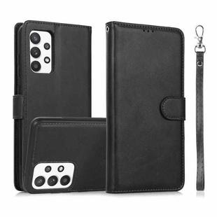 For Samsung Galaxy A32 Calf Texture 2 in 1 Detachable Magnetic Back Cover Horizontal Flip Leather Case with Holder & Card Slots & Wallet & Photo Frame(Black)