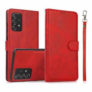 For Samsung Galaxy A52 5G / 4G Calf Texture 2 in 1 Detachable Magnetic Back Cover Horizontal Flip Leather Case with Holder & Card Slots & Wallet & Photo Frame(Red)
