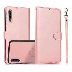 For Samsung Galaxy A70 Calf Texture 2 in 1 Detachable Magnetic Back Cover Horizontal Flip Leather Case with Holder & Card Slots & Wallet & Photo Frame(Rose Gold)