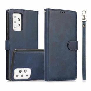 For Samsung Galaxy A72 5G / 4G Calf Texture 2 in 1 Detachable Magnetic Back Cover Horizontal Flip Leather Case with Holder & Card Slots & Wallet & Photo Frame(Blue)