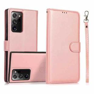 For Samsung Galaxy Note20 Ultra Calf Texture 2 in 1 Detachable Magnetic Back Cover Horizontal Flip Leather Case with Holder & Card Slots & Wallet & Photo Frame(Rose Gold)