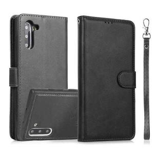 For Samsung Galaxy Note10 Calf Texture 2 in 1 Detachable Magnetic Back Cover Horizontal Flip Leather Case with Holder & Card Slots & Wallet & Photo Frame(Black)