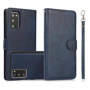 For Samsung Galaxy Note20 Calf Texture 2 in 1 Detachable Magnetic Back Cover Horizontal Flip Leather Case with Holder & Card Slots & Wallet & Photo Frame(Blue)