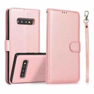 For Samsung Galaxy S10 Calf Texture 2 in 1 Detachable Magnetic Back Cover Horizontal Flip Leather Case with Holder & Card Slots & Wallet & Photo Frame(Rose Gold)