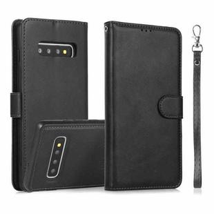 For Samsung Galaxy S10 Calf Texture 2 in 1 Detachable Magnetic Back Cover Horizontal Flip Leather Case with Holder & Card Slots & Wallet & Photo Frame(Black)