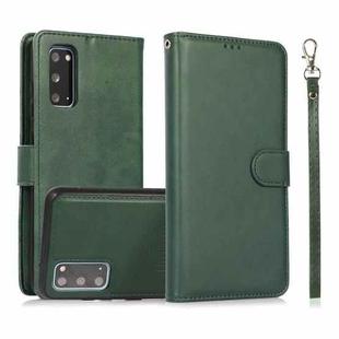 For Samsung Galaxy S20 Calf Texture 2 in 1 Detachable Magnetic Back Cover Horizontal Flip Leather Case with Holder & Card Slots & Wallet & Photo Frame(Green)