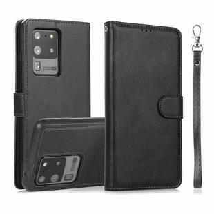 For Samsung Galaxy S20 Ultra Calf Texture 2 in 1 Detachable Magnetic Back Cover Horizontal Flip Leather Case with Holder & Card Slots & Wallet & Photo Frame(Black)