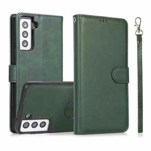 For Samsung Galaxy S21+ 5G Calf Texture 2 in 1 Detachable Magnetic Back Cover Horizontal Flip Leather Case with Holder & Card Slots & Wallet & Photo Frame(Green)