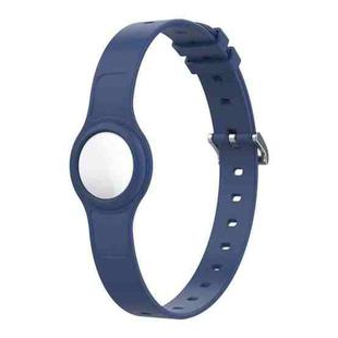 Mutural 2 in 1 Pet Collar Silicone Protective Case for AirTag(Navy Blue)