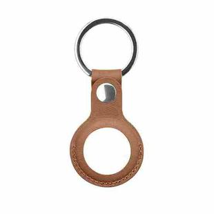 Mutural PU Leather Protective Case with Key Ring for AirTag(Brown)