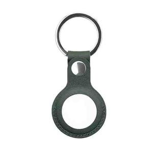 Mutural PU Leather Protective Case with Key Ring for AirTag(Dark Green)