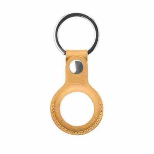 Mutural PU Leather Protective Case with Key Ring for AirTag(Yellow)