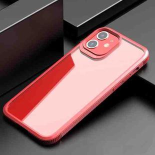For iPhone 12 mini iPAKY MG Series Carbon Fiber Texture Shockproof TPU+ Transparent PC Case (Red)