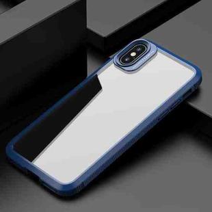 For iPhone X / XS iPAKY MG Series Carbon Fiber Texture Shockproof TPU+ Transparent PC Case(Blue)