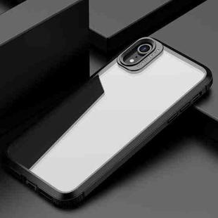 For iPhone XR iPAKY MG Series Carbon Fiber Texture Shockproof TPU+ Transparent PC Case(Black)