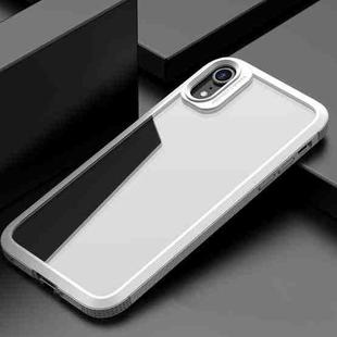 For iPhone XR iPAKY MG Series Carbon Fiber Texture Shockproof TPU+ Transparent PC Case(White)