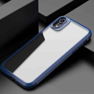 For iPhone XR iPAKY MG Series Carbon Fiber Texture Shockproof TPU+ Transparent PC Case(Blue)