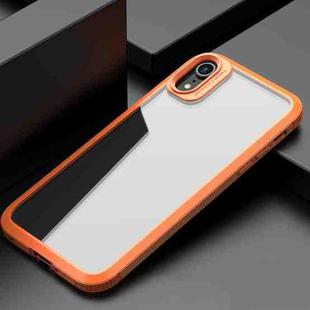 For iPhone XR iPAKY MG Series Carbon Fiber Texture Shockproof TPU+ Transparent PC Case(Orange)